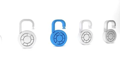 Blue Safe combination lock wheel icon isolated on white background. Combina.. 스톡 일러스트