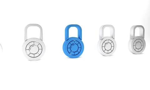 Blue Safe combination lock wheel icon isolated on white background. Combina.. イラスト素材