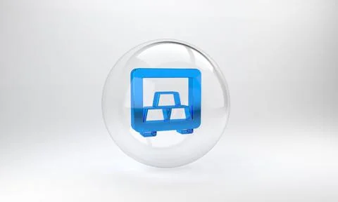 Blue Safe with gold bars icon isolated on grey background. Precious metals on 스톡 일러스트
