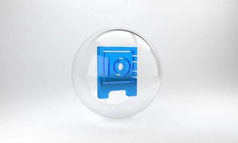 Blue Safe icon isolated on grey background. The door safe a bank vault with a Illustrazione stock