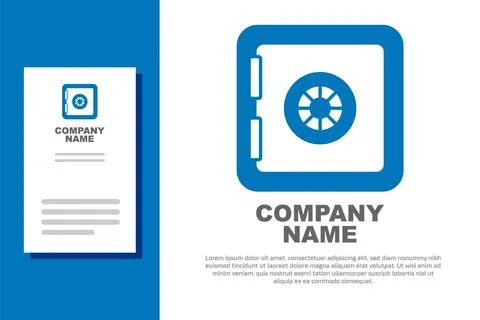 Blue Safe icon isolated on white background. The door safe a bank vault wit.. Stock Illustration