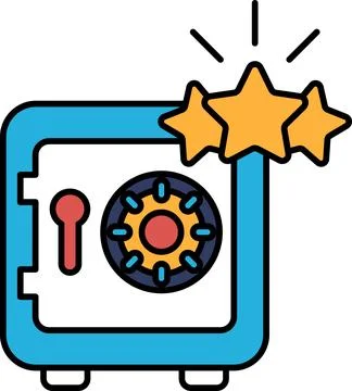 A blue safe with a red knob and a star on top Stock Illustration