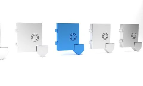 Blue Safe with shield icon isolated on white background. Insurance concept... 스톡 일러스트
