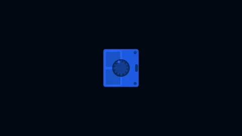 Blue Safe Vault Unlock Open Flat Design Finance Animation Stock-Footage 342611105