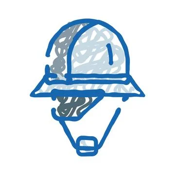 Blue safety hard hat protecting worker head Stock Illustration