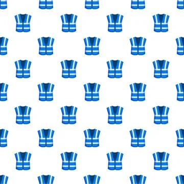 Blue safety vests seamless pattern for worker protection Stock Illustration