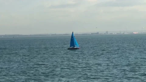 Blue Sailing Boat Stock Footage 162926743