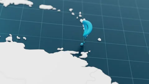 Blue Saint Vincent 3d map with pointer pin surrounded with other countries in Stock Footage 319017761