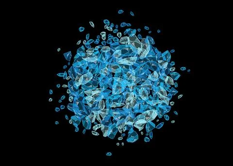 Blue Salt Crystals Exploding on Black Background Stock Illustration