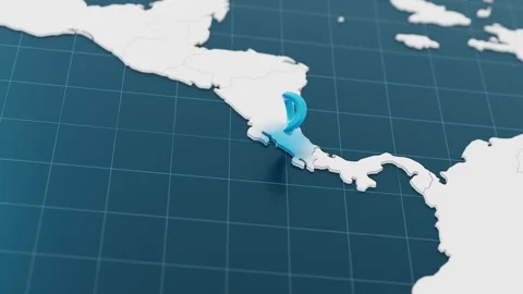 Blue San Jose 3d map with pointer pin surrounded with other countries in white Stock Footage 314717580