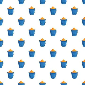 Blue sand buckets repeating pattern on white background Stock Illustration