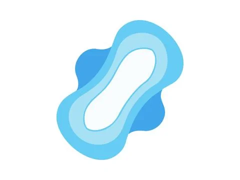 Blue sanitary pad with wings. Vector illustration of a sanitary napkin. Femin Stock Illustration