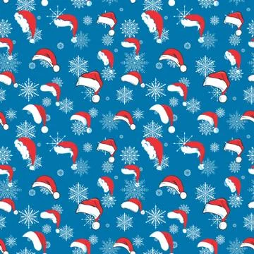 Blue santa hat pattern Stock Illustration