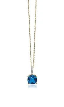 Blue sapphire gemstone birthstone necklace with diamonds Stock Photos