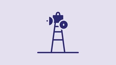 Blue Satellite dish icon isolated on purple background. Radio antenna, astronomy Stock Footage 232855740