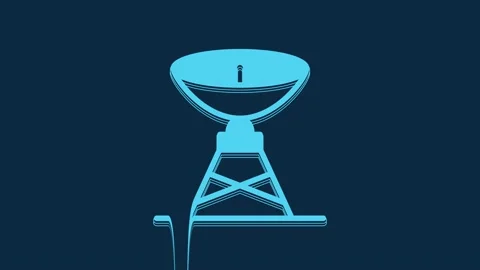 Blue Satellite dish icon isolated on blue background. Radio antenna, astronomy Stock Footage 235937587