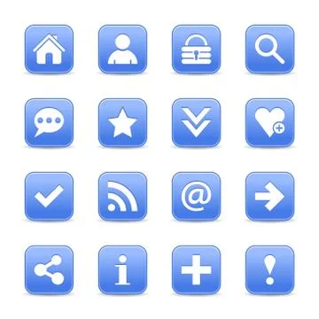 Blue satin icon web button with white basic sign Illustrazione stock