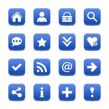 Blue satin icon web button with white basic sign Stock-Illustration