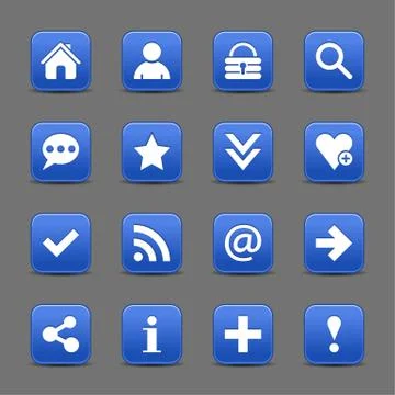 Blue satin icon web button with white basic sign Illustrazione stock
