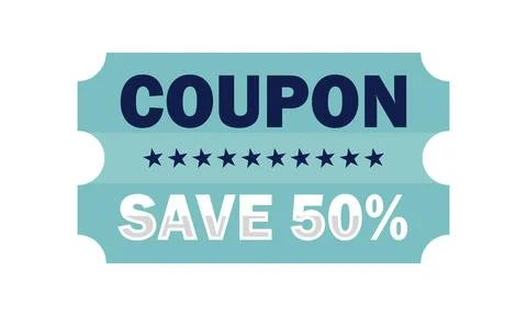 Blue Save 50% Coupon Ticket Clipart Illustrazione stock