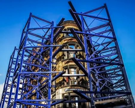 Blue Scaffolding Stock Photos