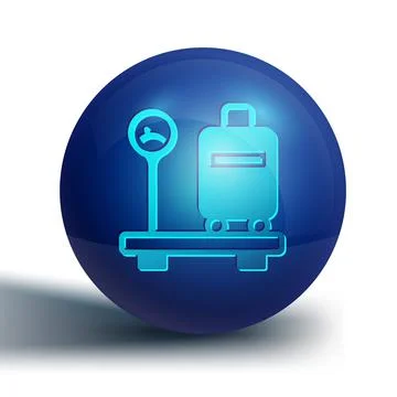 Blue Scale with suitcase icon isolated on white background. Logistic and Illustration