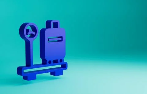 Blue Scale with suitcase icon isolated on blue background. Logistic and delivery Stock Illustration