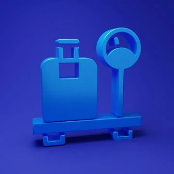 Blue Scale with suitcase icon isolated on blue background. Logistic and del.. 库存插图