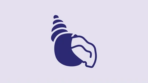 Blue Scallop sea shell icon isolated on purple background. Seashell sign. 4K Stock Footage 232839424