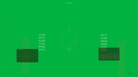 Blue scan approaching, octagon reticle tracking for scan, panels updating on Video stock 334156295