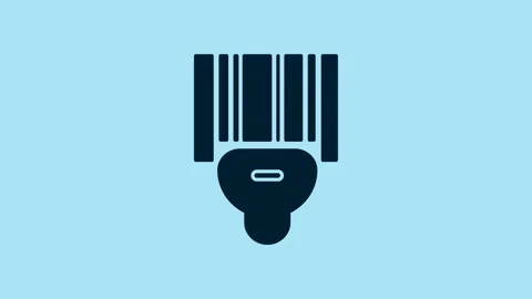 Blue Scanner scanning bar code icon isolated on blue background. Barcode label Stock-Footage 231441450
