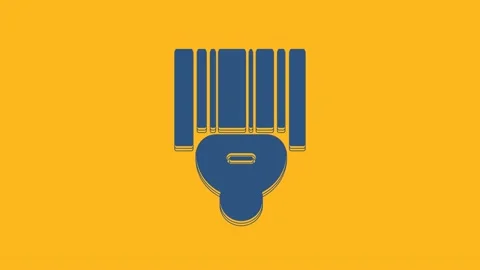 Blue Scanner scanning bar code icon isolated on orange background. Barcode label Stock-Footage 234290609