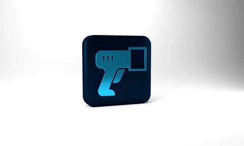 Blue Scanner scanning bar code icon isolated on grey background. Barcode label Stock-Illustration