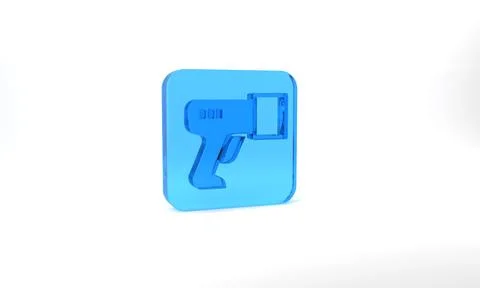 Blue Scanner scanning bar code icon isolated on grey background. Barcode label Stock-Illustration