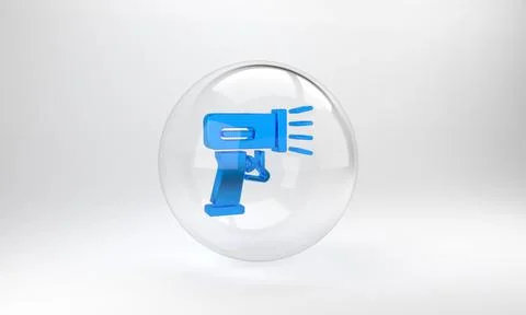 Blue Scanner scanning bar code icon isolated on grey background. Barcode labe Stock-Illustration