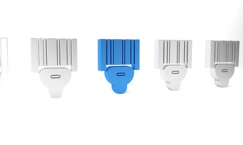 Blue Scanner scanning bar code icon isolated on white background. Barcode l.. Stock-Illustration