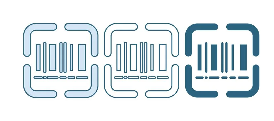 Blue Scanner scanning bar code icon isolated on white background. Barcode l.. Illustrazione stock