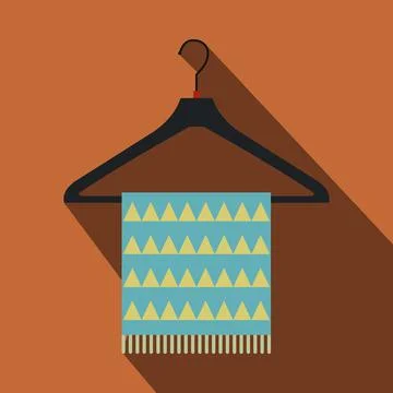 Blue scarf on coat-hanger flat icon Illustrazione stock