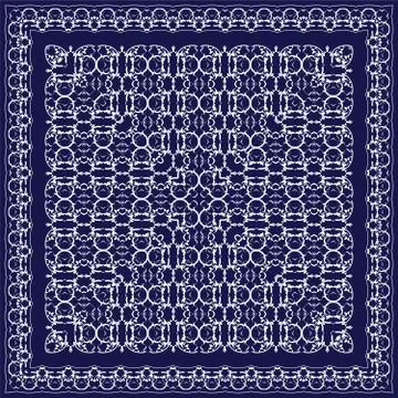 Blue scarf with white pattern Stock Illustration
