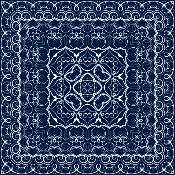 Blue scarf with white pattern Stock Illustration