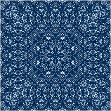 Blue scarf with white pattern Stock Illustration