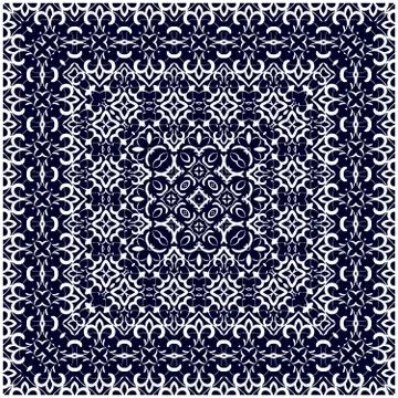 Blue scarf with white pattern 스톡 일러스트