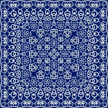 Blue scarf with white pattern Stock Illustration