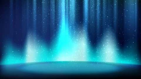Blue scene on glitter background, empty place lit cyan spotlight. Blue backdrop Stock Footage 111282835
