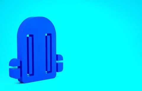 Blue School backpack icon isolated on blue background. Minimalism concept. 3d Stock Illustration