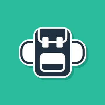 Blue School backpack icon isolated on green background. Vector イラスト素材