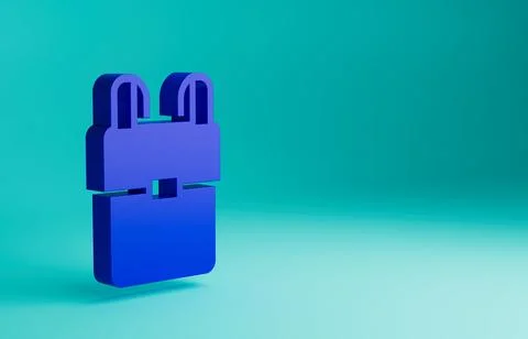 Blue School backpack icon isolated on blue background. Minimalism concept. 3D Stock Illustration