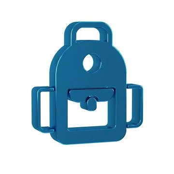 Blue School backpack icon isolated on transparent background. Stock Illustration