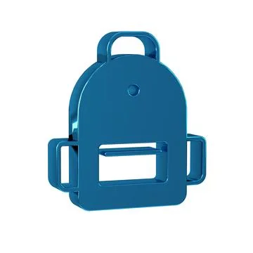 Blue School backpack icon isolated on transparent background. Stock Illustration