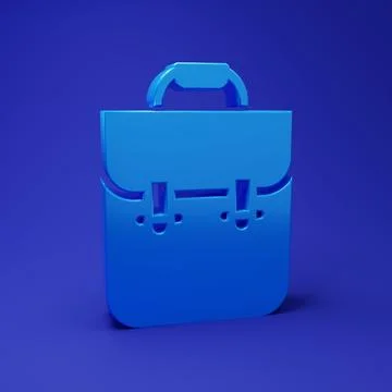 Blue School backpack icon isolated on blue background. Minimalism concept. .. Illustrazione stock